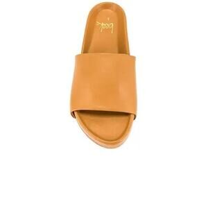 beek Cognac Leather Slide Sandals